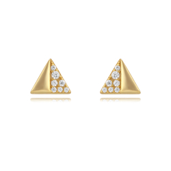 Pendiente Plata Circonita Pendientes Circonita Triángulo -7 mm - Bañado Oro y Plata Rodiada