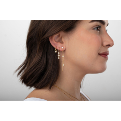 Pendiente Plata Circonita Pendientes Circonita Cadena - Círculo - 66 mm - Bañado Oro y Plata Rodiada