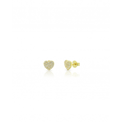  Heart Earrings - Zircon - 7mm - Gold Plated Silver and Rhodium Plated Silver