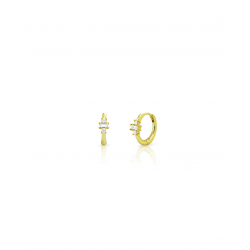 Silver Zircon Earrings Zirconia Earrings - 3,5 mm Zirconia Hoop - Gold Plated