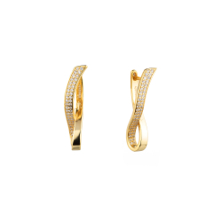 Pendiente Plata Circonita Pendientes Infinito - Circonita - 24mm - Plata Bañado Oro y Plata Rodiada