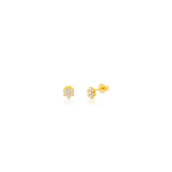Pendiente Plata Circonita Pendientes Flor 5,5 mm - Circonita - Bañado oro y Plata Rodiada