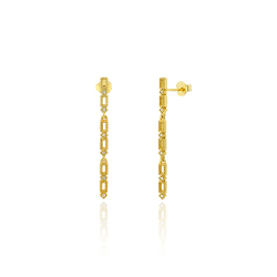 Pendiente Plata Circonita Pendientes Rectángulos 38 mm - Circonita - Bañado oro y Plata Rodiada