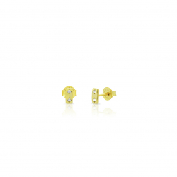 Pendiente Plata Circonita Pendientes Rectángulo 6 mm - Circonita - Bañado oro y Plata Rodiada