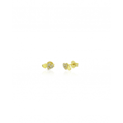  Heart Earrings 5 mm - Zirconia - Gold Plated and Rhodium Silver