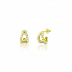 Silver Zircon Earrings Earrings - Zirconia - 8*12mm - Silver Gold Plated and Rhodium Silver