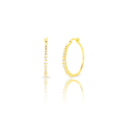 Pendiente Plata Circonita Pendientes Aro  - 24,5 mm - Circonita - Bañado Oro y Plata Rodiada