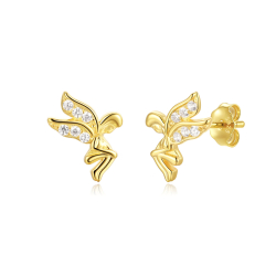 Pendiente Plata Circonita Pendientes Plata Circonita - Hada - 11 mm - Bañado Oro y Plata Rodiada