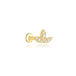 Novedades Piercing Plata Circonita - Hoja - 5,7 mm - Bañado Oro y Plata Rodiada