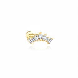 Novedades Piercing Plata Circonita - 14,5 mm - Bañado Oro y Plata Rodiada
