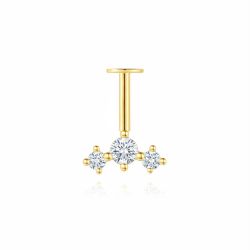 Novedades Piercing Plata Circonita -Tres Círculos - 9 mm - Bañado Oro y Plata Rodiada