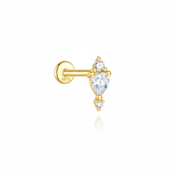 Novedades Piercing Plata Circonita - 9,2 mm - Bañado Oro y Plata Rodiada