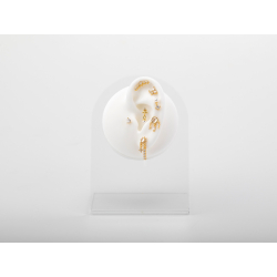 Novedades Piercing Plata Circonita - Flor con Colgantes - 18mm - Bañado Oro y Plata Rodiada