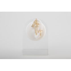 Novedades Piercing Plata Circonita - Media Luna  y Lazo con Estrellas - 38 mm - Bañado Oro y Plata Rodiada
