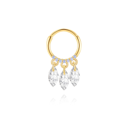 Novedades Piercing Plata Aro - Circonita - 18 mm - Bañado Oro y Plata Rodiada