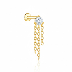 Novedades Piercing Plata - Circonita - 9 mm - Bañado Oro y Plata Rodiada