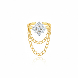 Novedades Piercing Plata Circonita - Estrella - 15 mm - Bañado Oro y Plata Rodiada