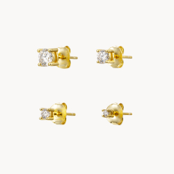 Novedades Pendientes Moissanita - Botón  - 2, 3, 4, 5 mm -  Bañado Oro y Plata Rodiada