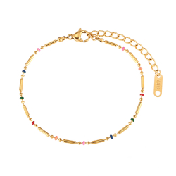 Steel Bracelets Bracelet Necklace - Bar - Enamel Multi - 16+4 cm - Gold and Steel Color