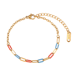 Steel Bracelets Steel Bracelet - 16+4 cm - Enamel Link Multi - Gold Color