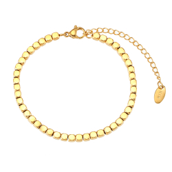 Armbänder Glattes Edelstahl Stahlarmband - Würfel - 16+4 cm - Goldfarbe