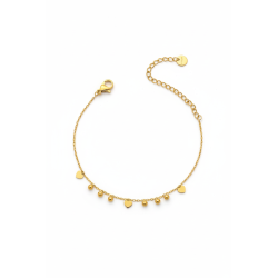 Pulsera Acero Liso Pulsera Acero - Corazones - 14+4 cm - Color Oro y Color Acero