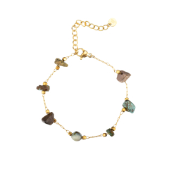 Steel Stone Bracelets Stainless Steel Bracelet - Natural Mineral - 16 + 3 cm - Gold Color
