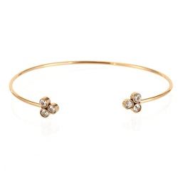 Pulsera Acero Circonita Pulsera Acero Esclava - Tres Circonitas - 67mm - Bañado Oro y Plata Rodiada