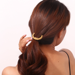Varios Goma de pelo con bolas de acero - 46 mm - Color oro