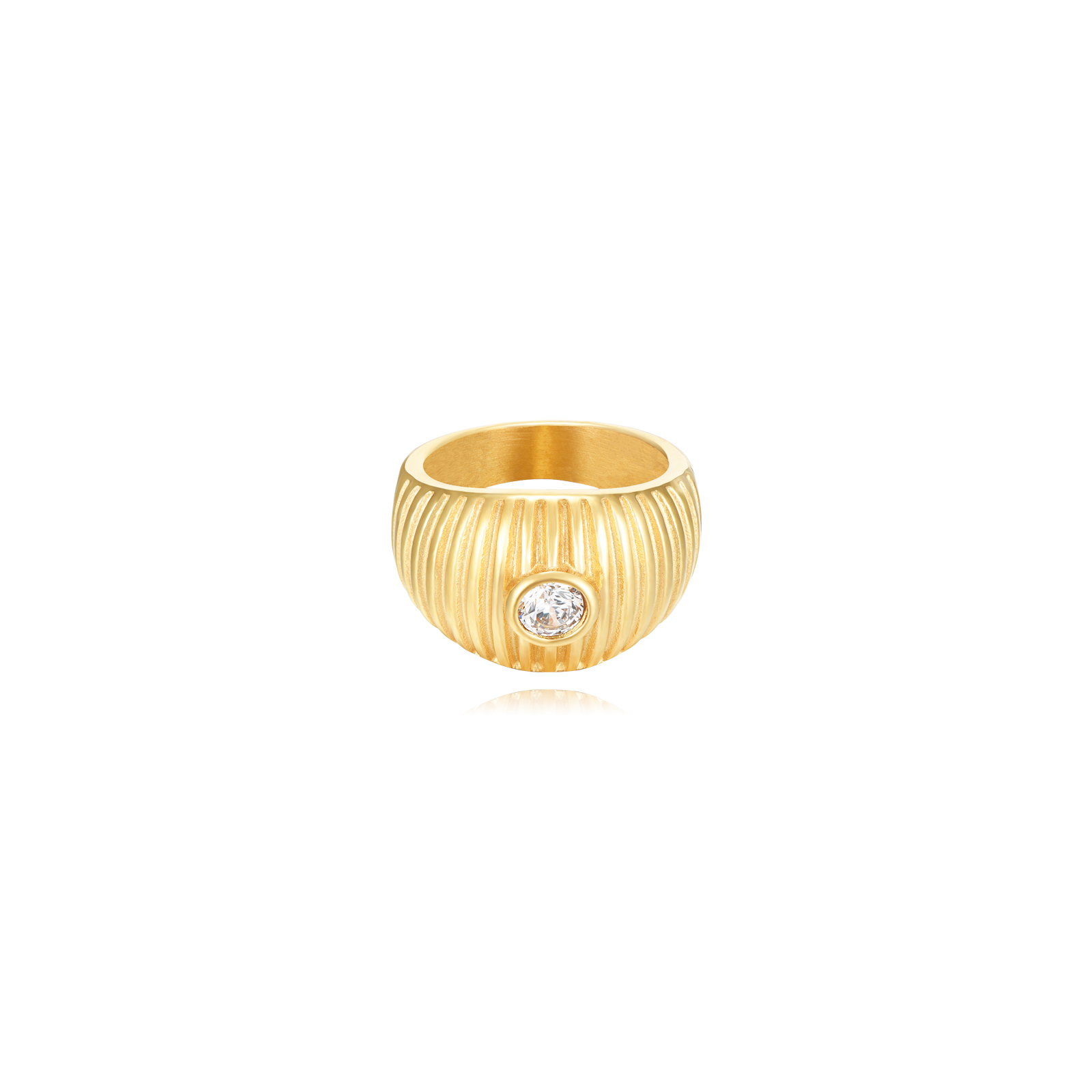 Steel Zirconia Rings Stripes Steel Ring - Zircon 5mm - 12,50mm - Gold Color