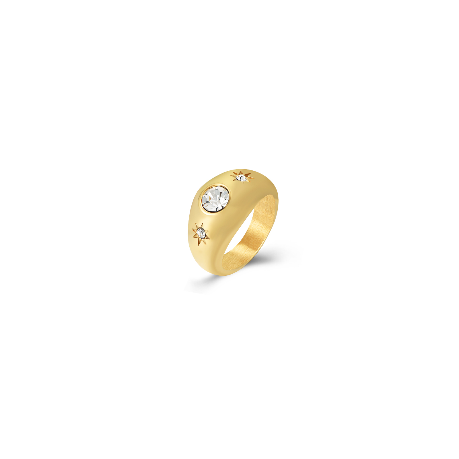 Anillo Acero Circonita Anillo Acero Circonita - 10 mm - Color Oro