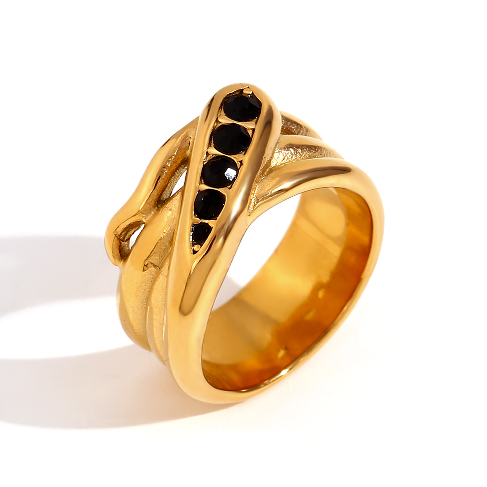 Steel Rings Stainless Steel Ring - Snake 10mm - Gold and Steel