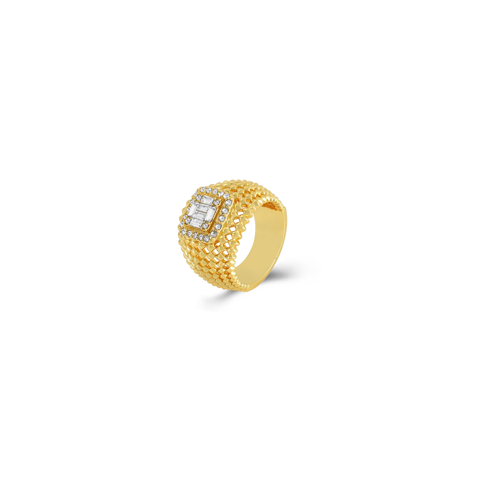 Bronze Zircon Rings Bronze Ring - Zircon - 16,50mm - Gold Plated