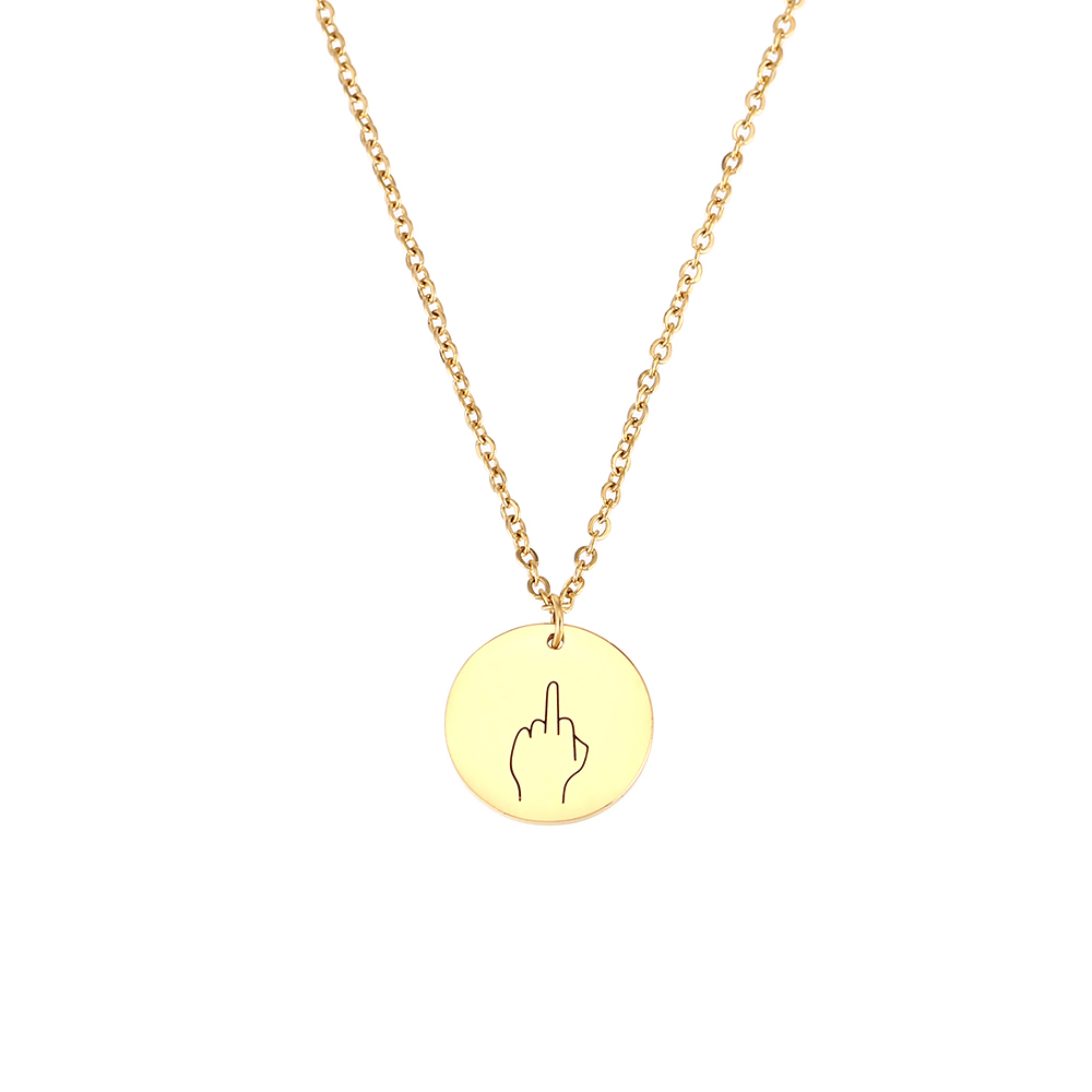 Steel Necklaces Steel Necklace - Sign Language F-You - 40+5 cm - Gold and Silver Color