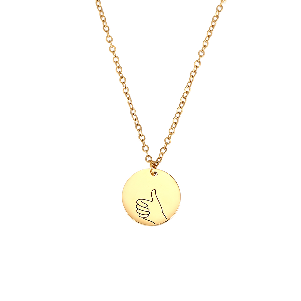 Halsketten Glattes Edelstahl Stahlhalskette - Gebärdensprache Gut - 40+5 cm – Farbe Gold und Silber
