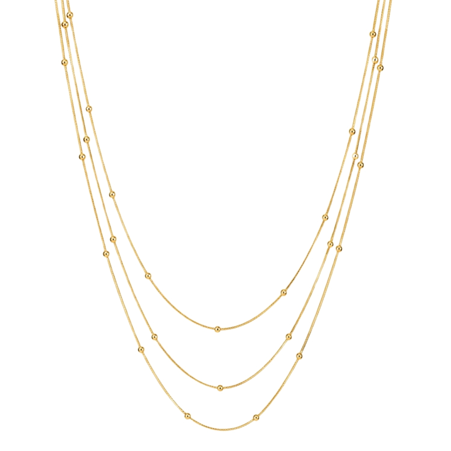 Collar Acero Liso Collar Acero  - Bolas - 40 + 5 cm - Color Oro y Color Acero