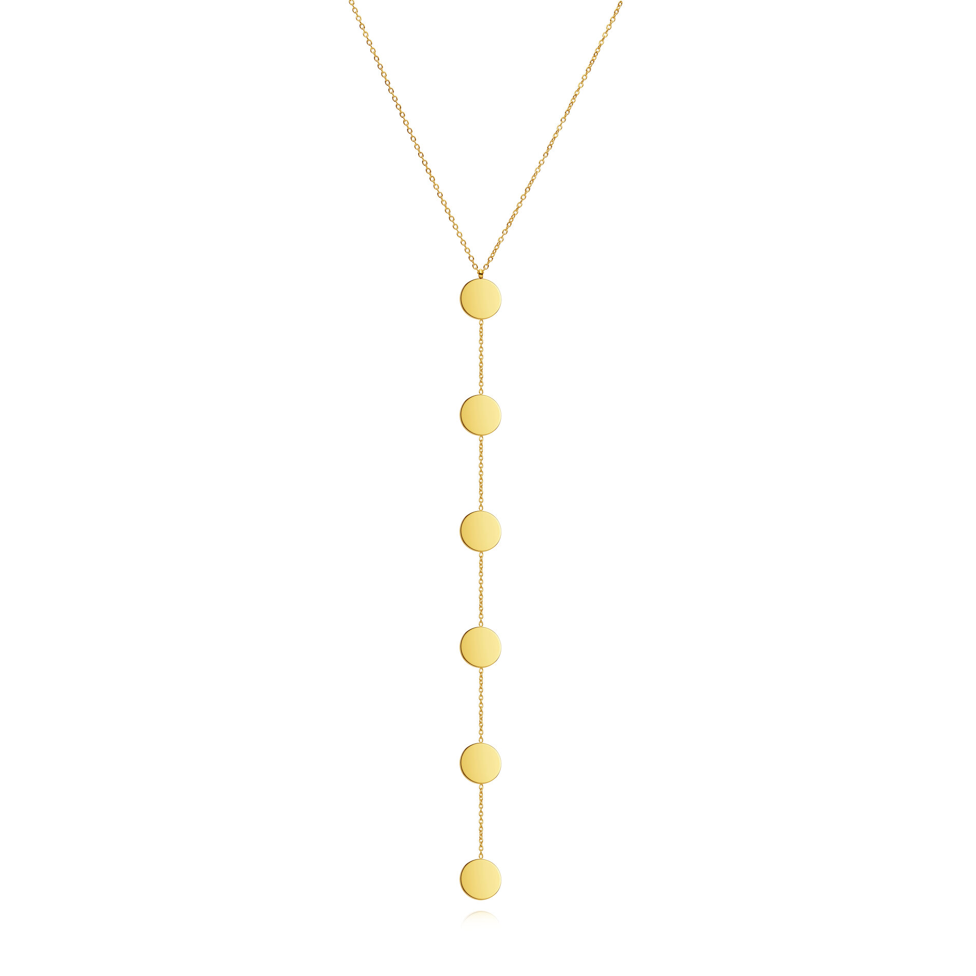 Collar Acero Liso Collar Acero - Círculos - Movible - 45 + 5 cm - Color Oro y Color Acero