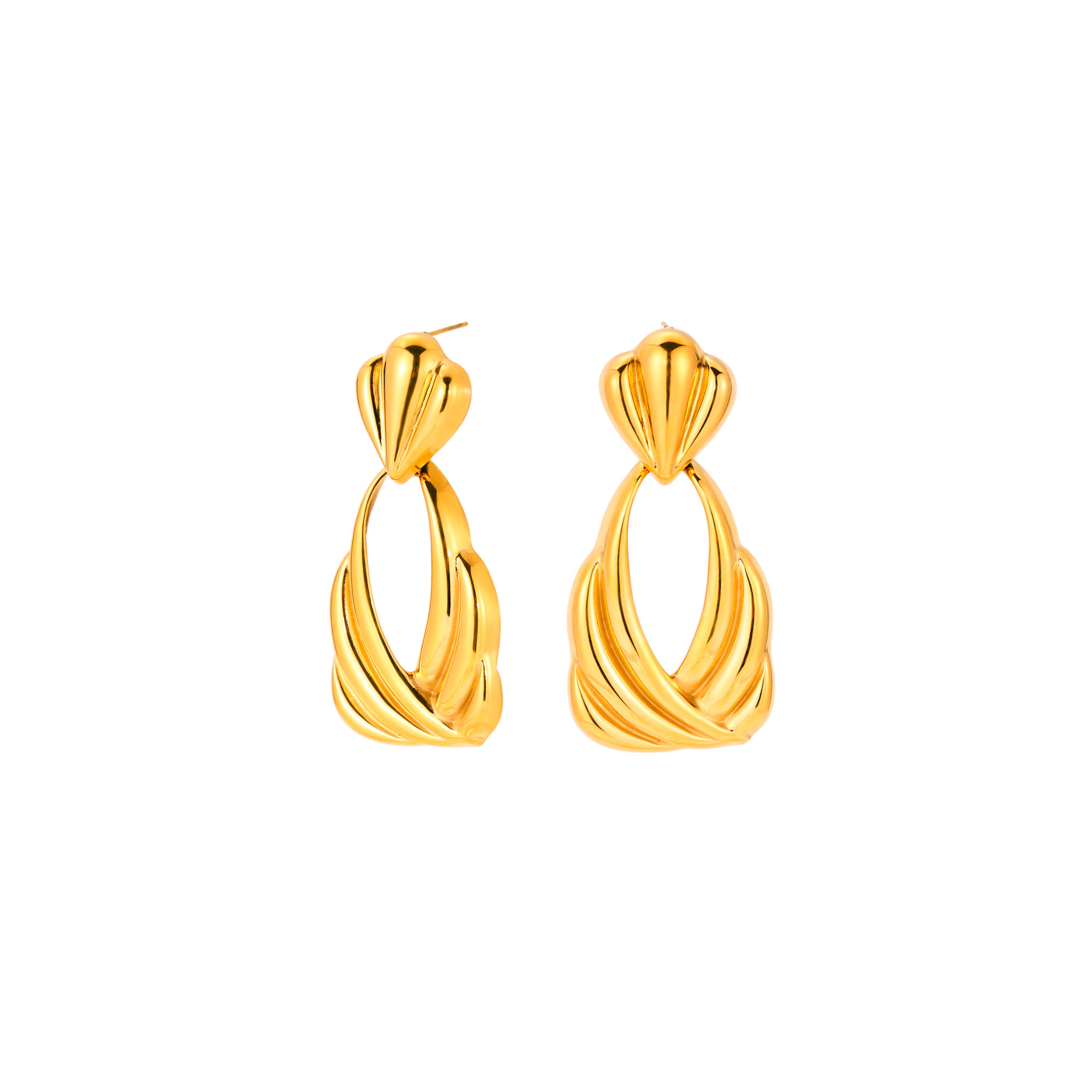 Steel Earrings Long Steel Earrings - 65mm - Gold and Steel Color