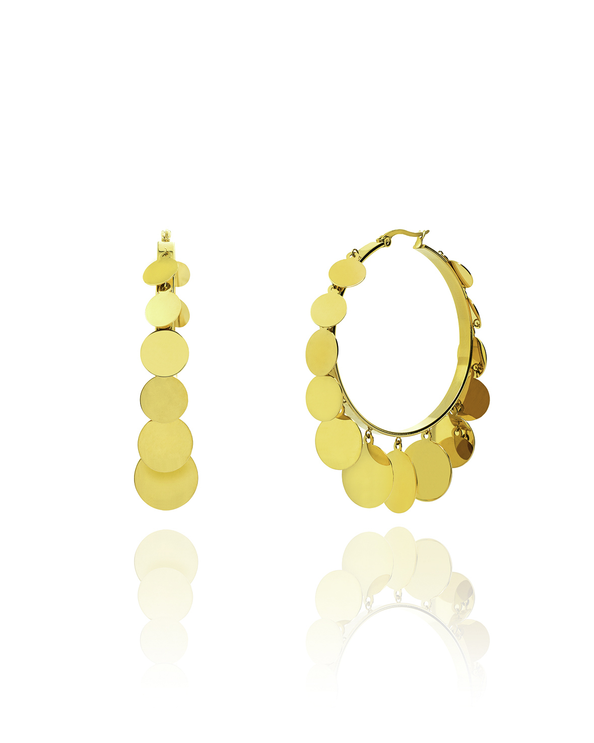 Steel Earrings Steel Plate Earring - Hoop 45mm - Gold Color