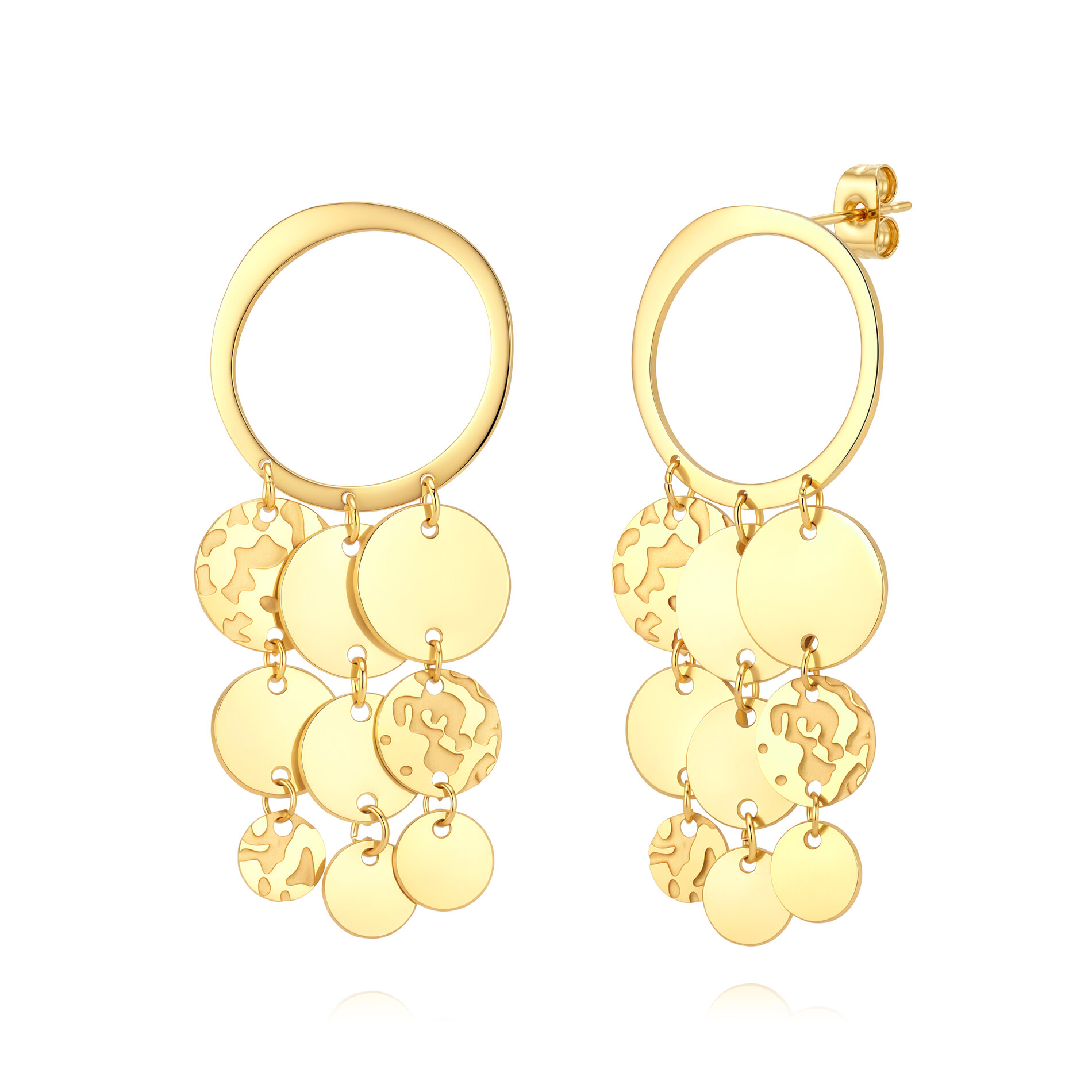 Pendiente Acero Liso Pendiente Acero - Diseño de Círculos - 56 mm - Color Oro y Color Acero