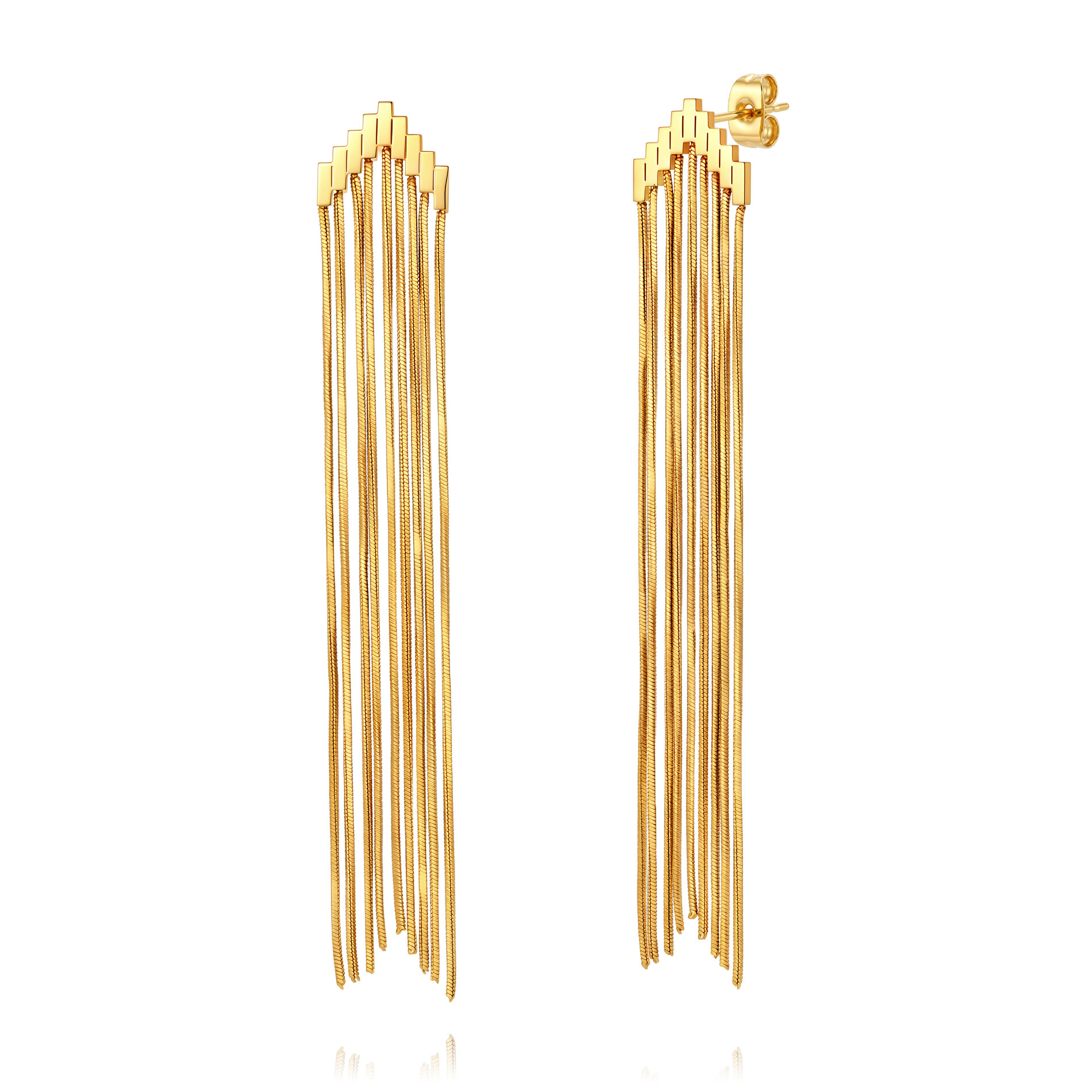 Pendiente Acero Liso Pendientes Acero - Flecha - 68 mm - Color Oro y Color Acero