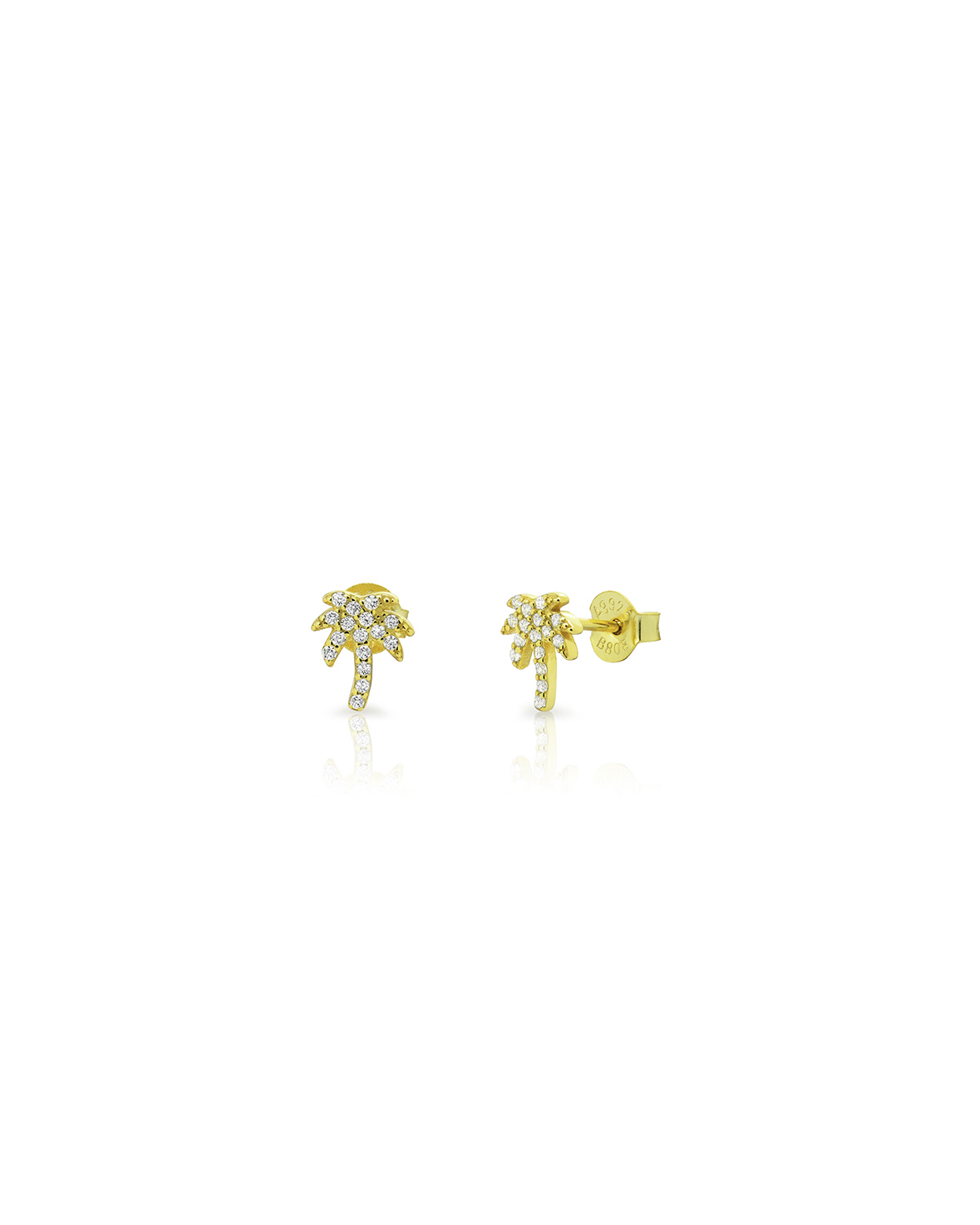 Tobillera Plata Mineral Pendientes Palmera 8 mm - Circonita - Bañado oro y Plata Rodiada