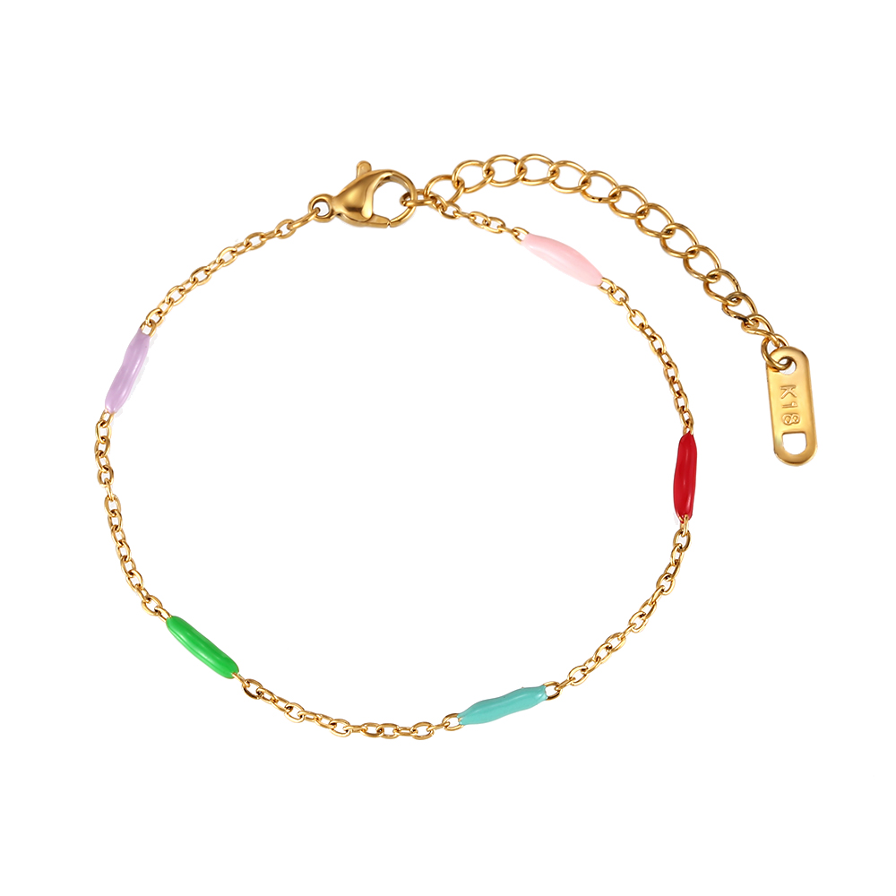 Armbänder Glattes Edelstahl Stahlarmband - 16+4 cm - Bar Emaille Multi – goldfarben